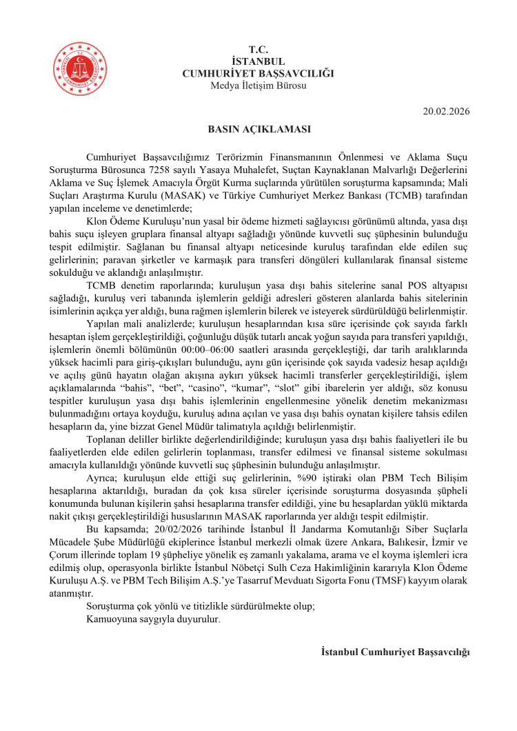 Klon Ödeme: Şaşırtıcı Finansal Ağı ve Yasadışı Bahis Şebekesinin Çöküşü – Yetkililerin Geniş Operasyonu ve Kayyım Ataması