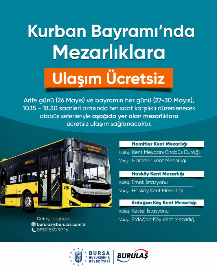 Yolcular İçin Bayram Zamanı Şehir İçinde Adeta Bir Akış: Ücretsiz Mezarlık Ziyaretleri ve Şehir Hizmetleri Devrede