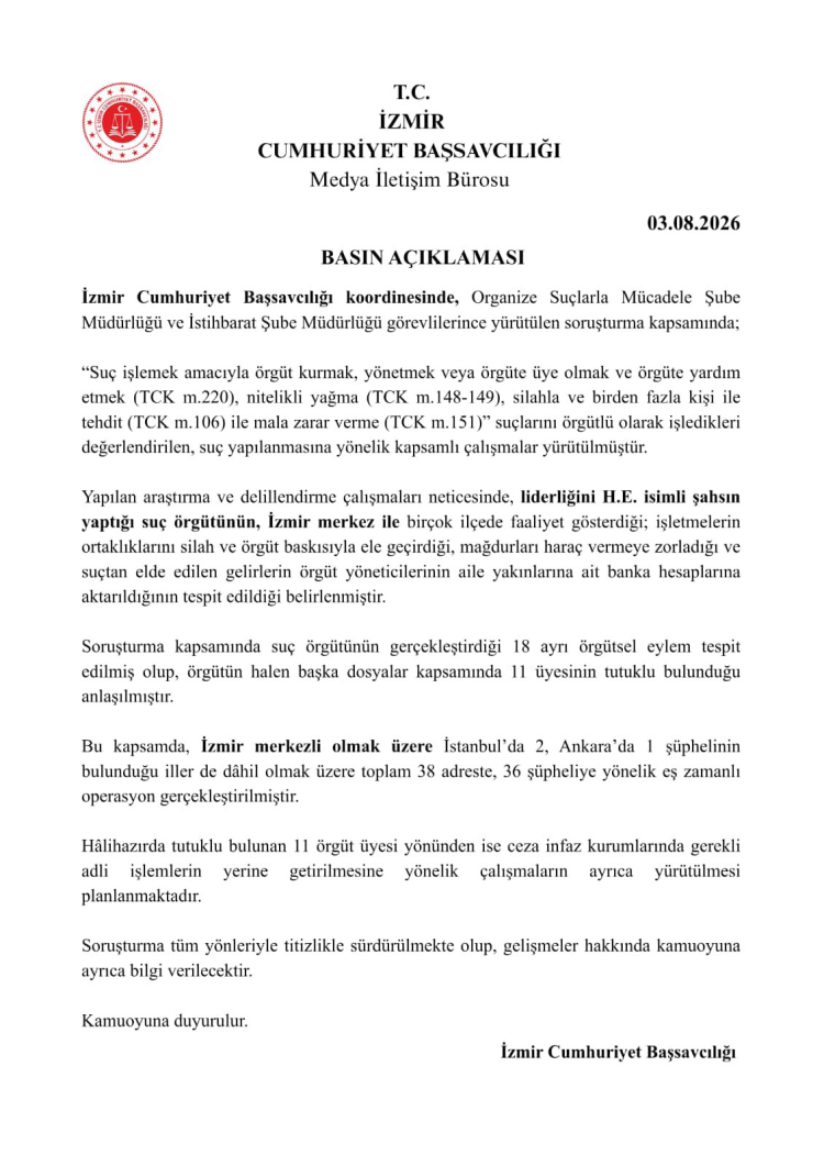 İzmir’de Operasyon Alarmı: Silah, Haraç ve Şantajla Yöneten Büyük Suç Ağı Çökertilmek Üzere
