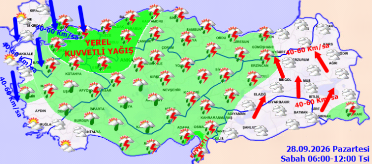Şiddetli Yağış ve Kuvvetli Rüzgar Uyarısı: Türkiye’nin Hava Durumu Bugün Sahne Alıyor