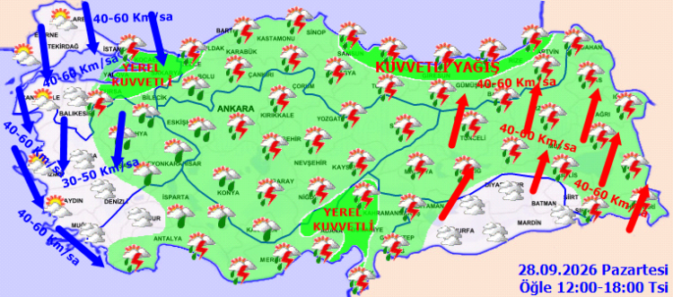 Şiddetli Yağış ve Kuvvetli Rüzgar Uyarısı: Türkiye’nin Hava Durumu Bugün Sahne Alıyor